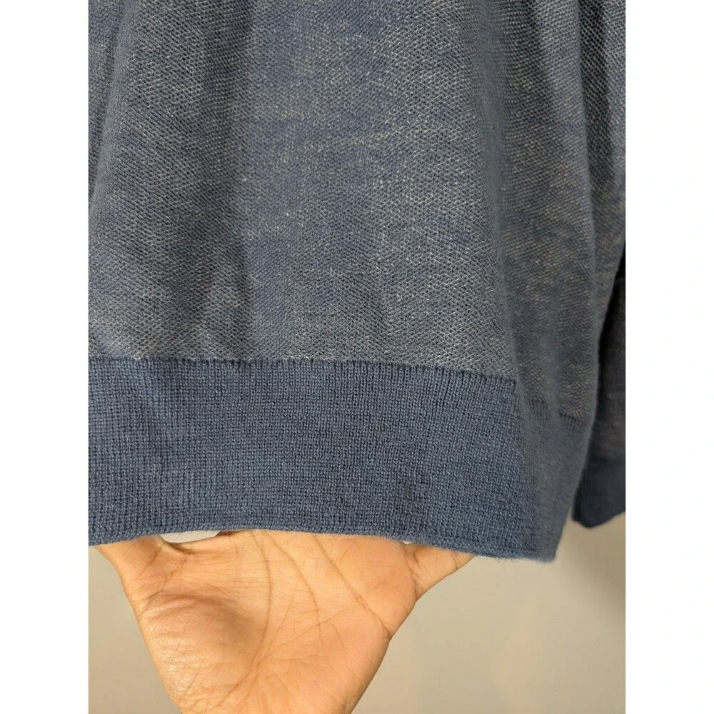 Andean Mens Blue Baby Alpaca V-neck Sweater Sz M Grandpa Preppy Academia Classic